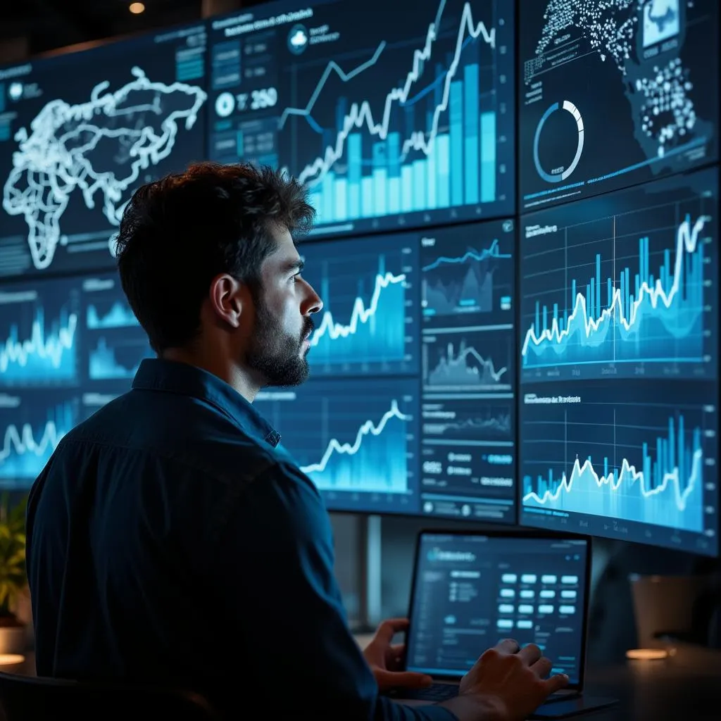 Empresario español visualizando el futuro digital
